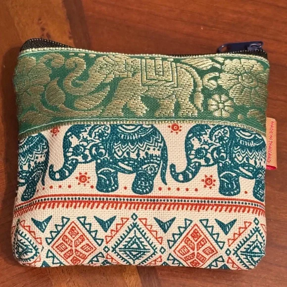 Elephant Print Fabric Coin purse - Picture 2 of 3